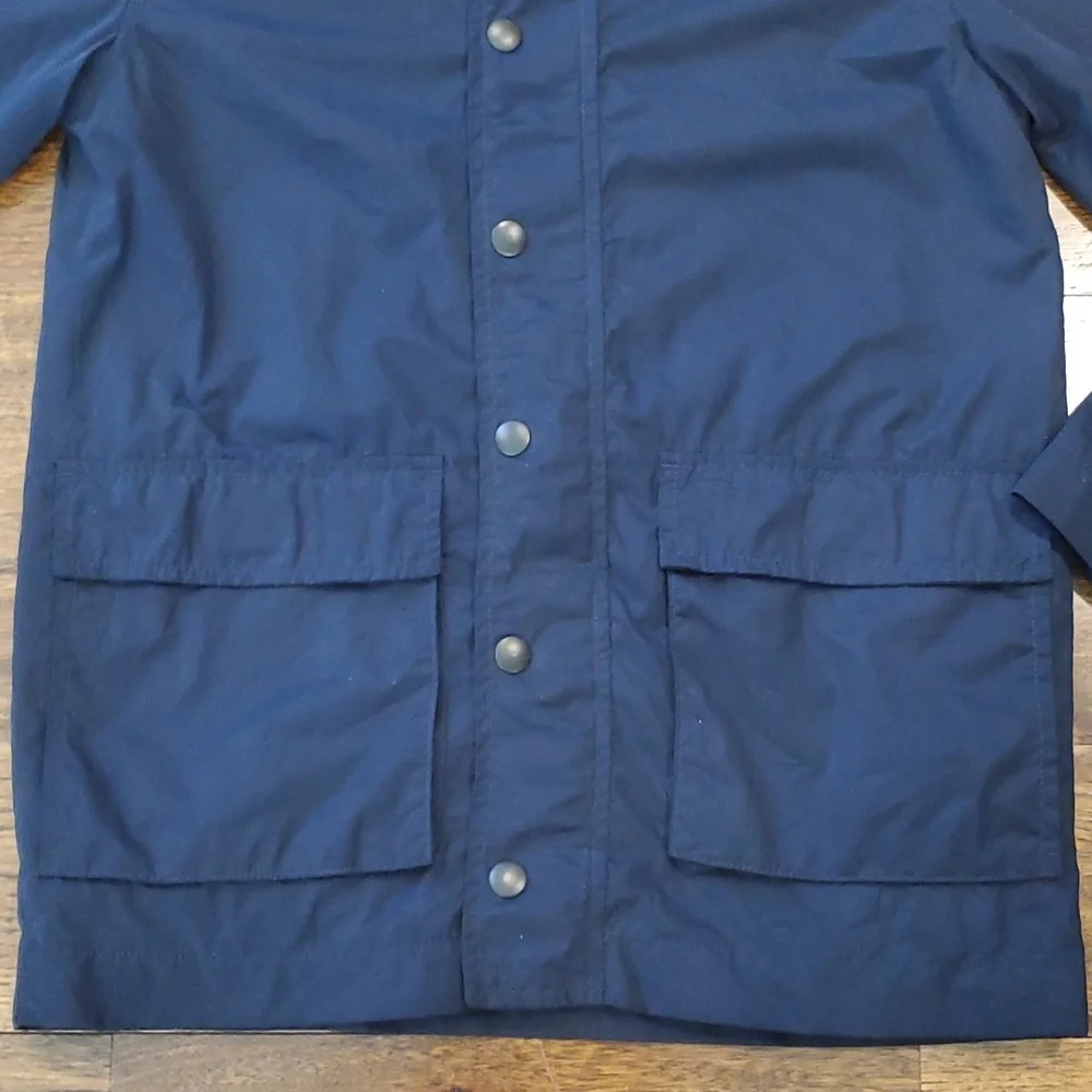 Kids Old Navy navy blue lined & hooded rain jacket size XL(14/16)